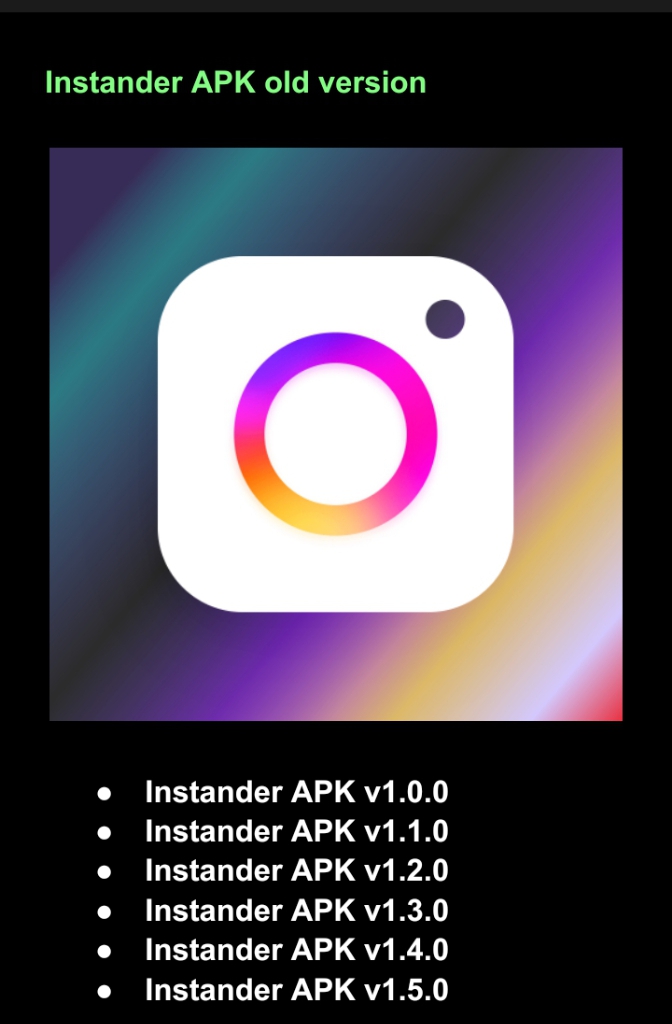 Instander APK download old version